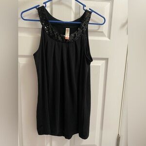 No Boundaries M Top Black Beaded Sequin Tank Shirt Juniors 7 9